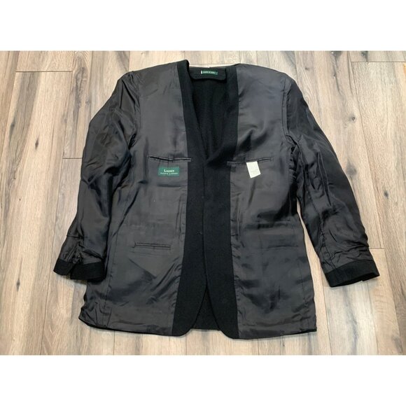 Lauren Ralph Lauren Black 43L Single Vent Two Button Camel Hair Blazer Four Butt - Picture 6 of 11
